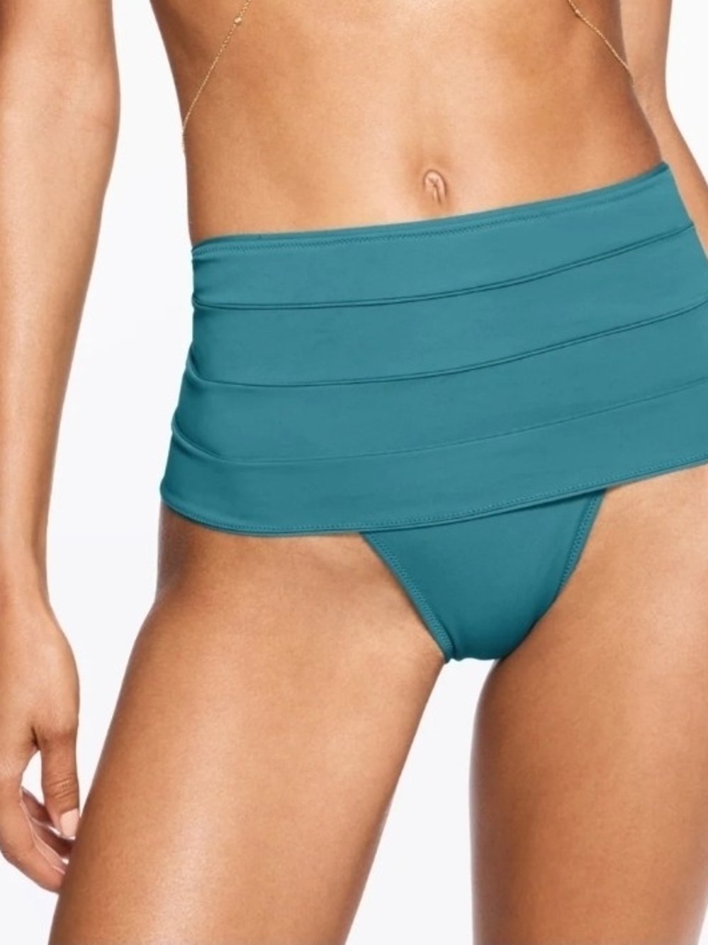 High-Waist Teal Bikini Bottoms - Women Swim